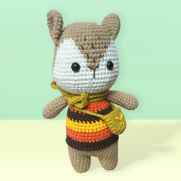 Handmade Cute Crochet Squirrel With Bag Amigurumi