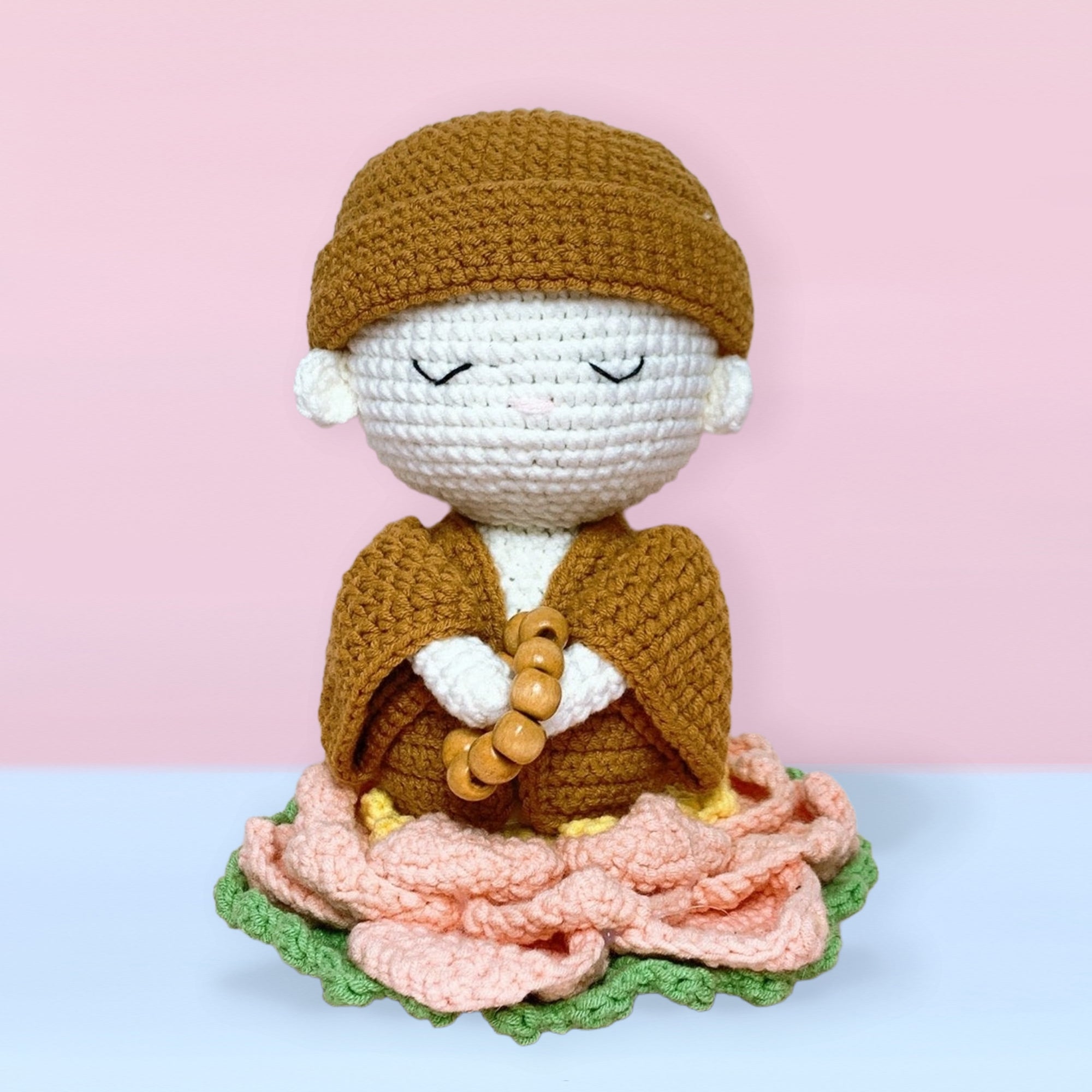 Handmade Beautiful Crochet Monk sitting in Lotus