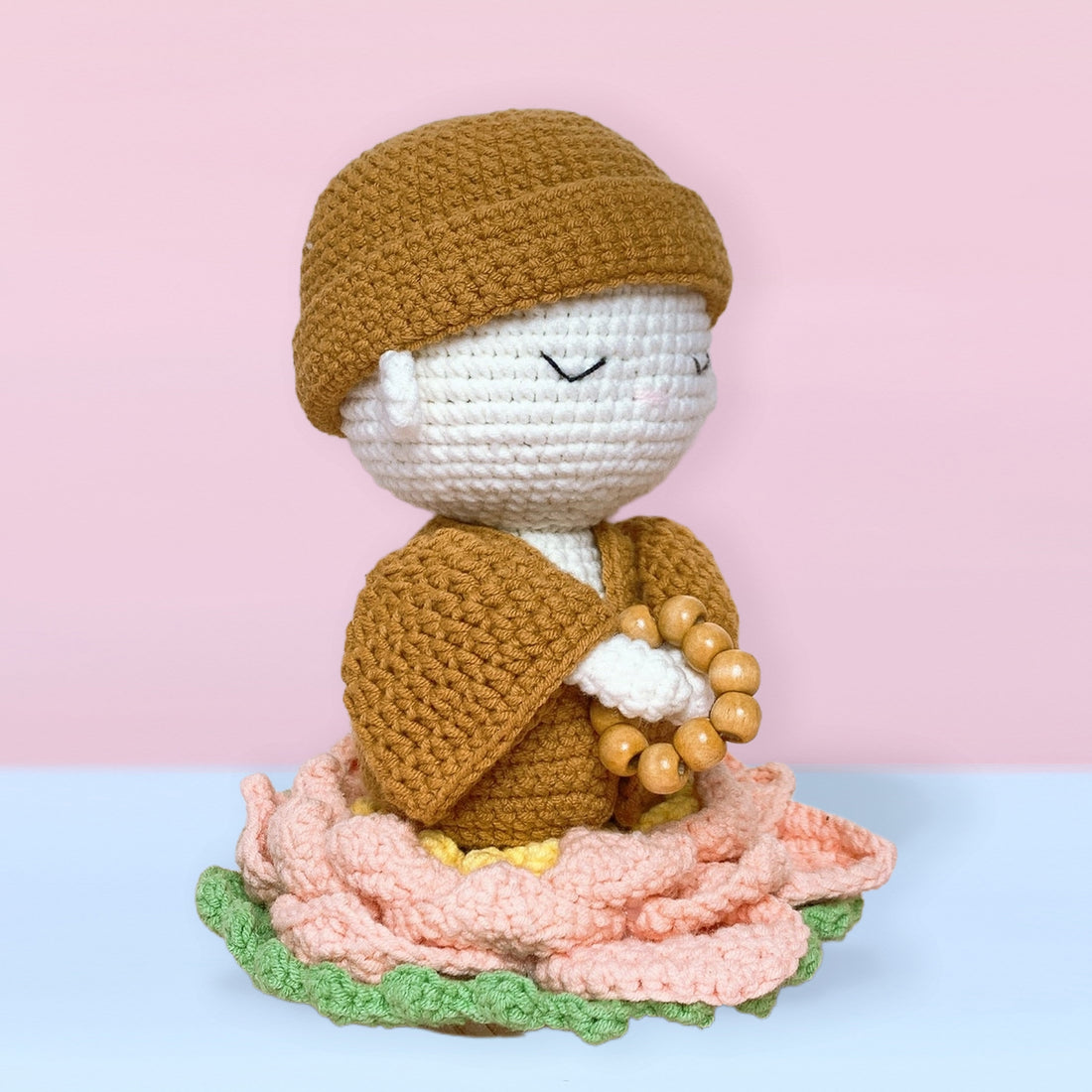 Handmade Beautiful Crochet Monk sitting in Lotus