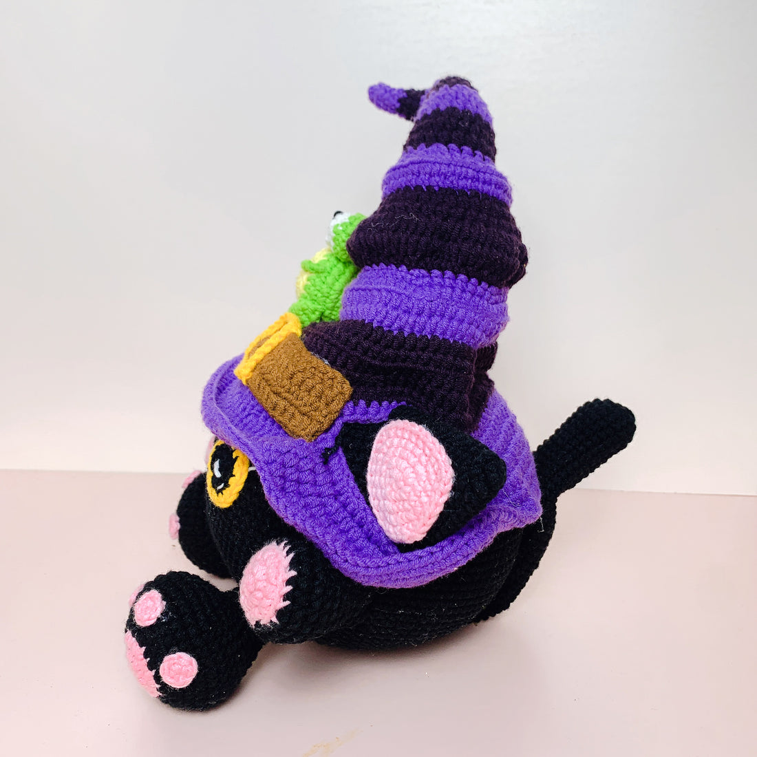 Handmade Beautiful Halloween Crochet Witch Cat