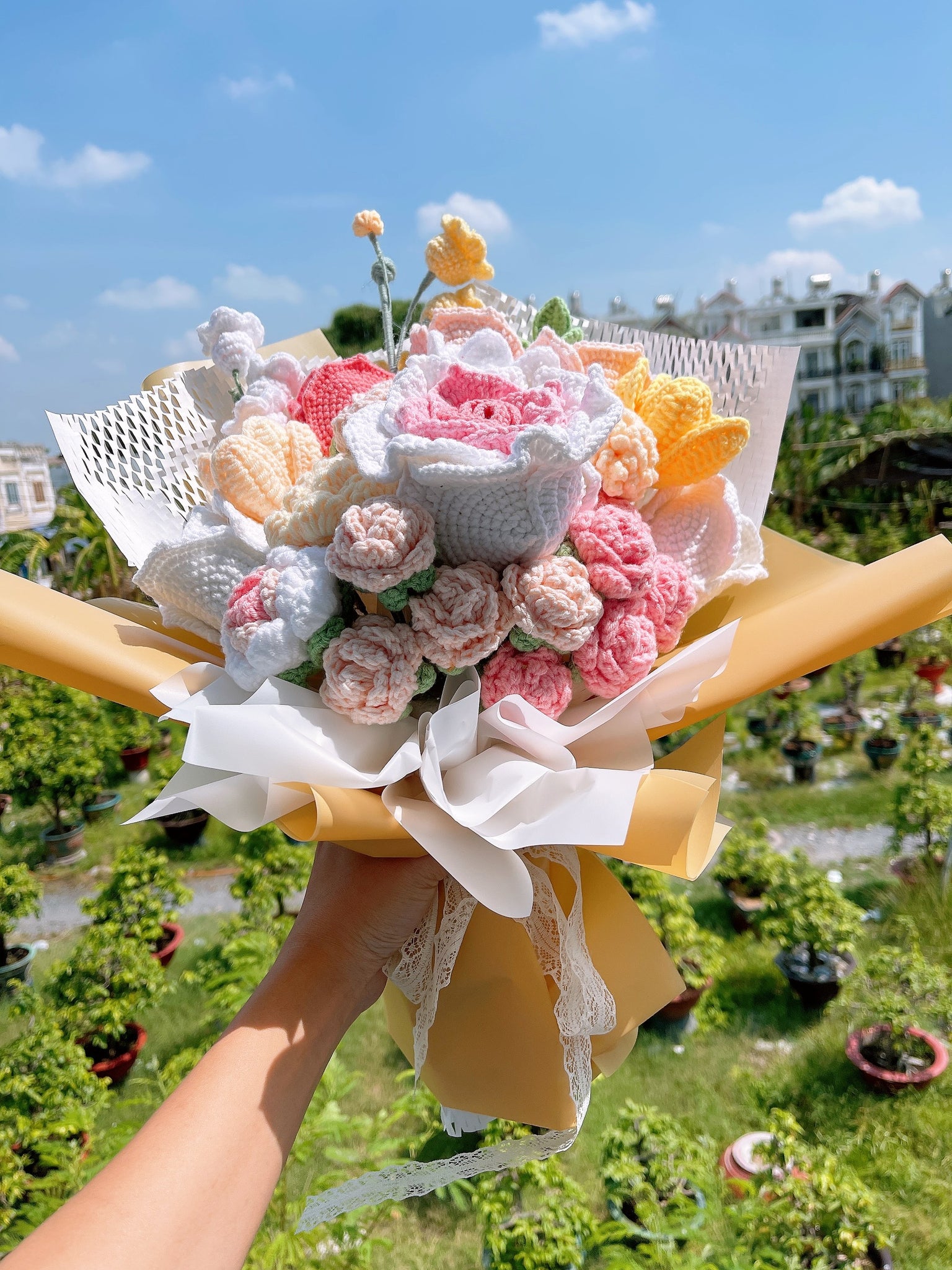 Handmade Crochet Rose Flowers Bouquet