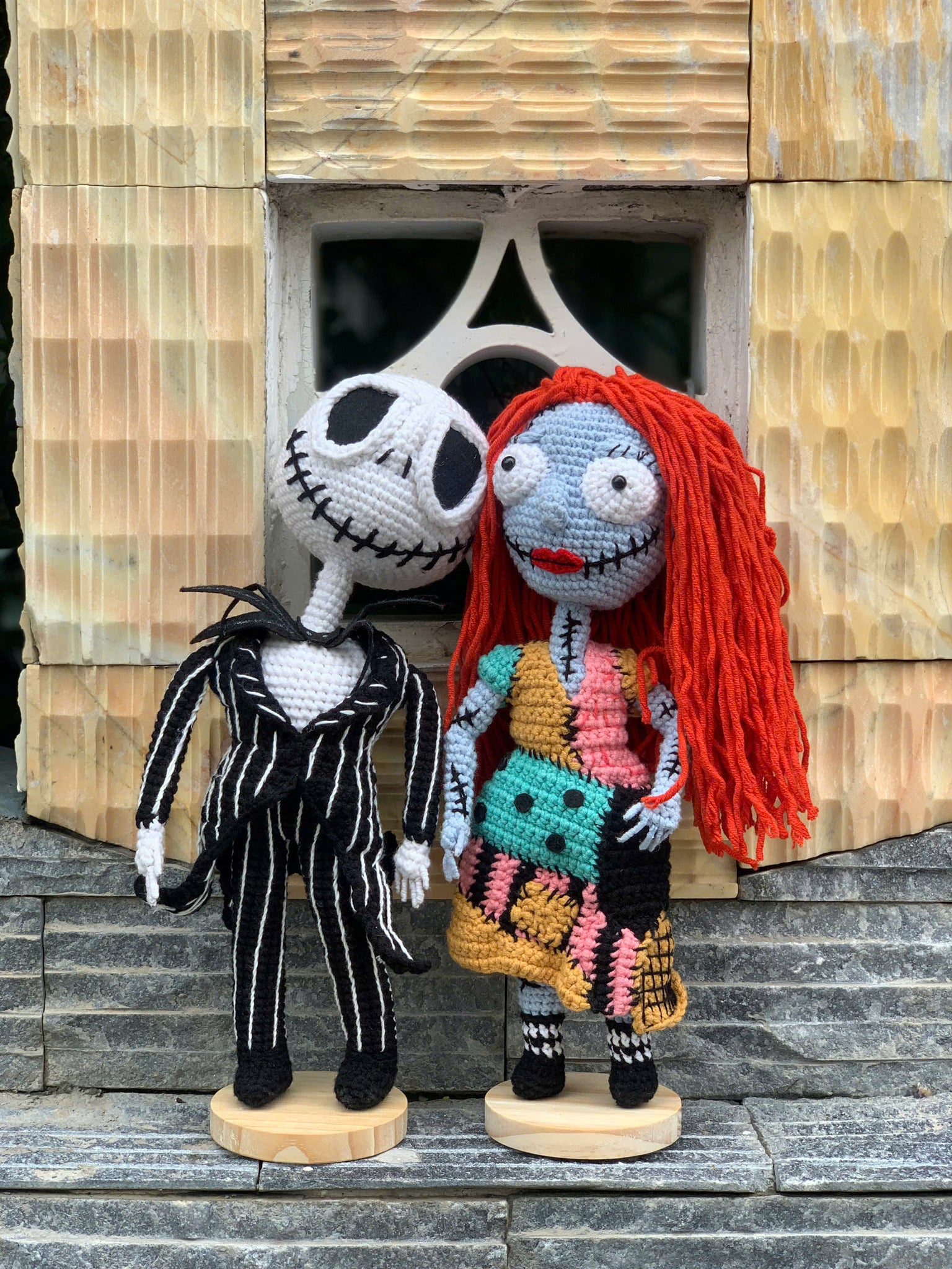 Handmade Beautiful Crochet Jack Skellington and Sally