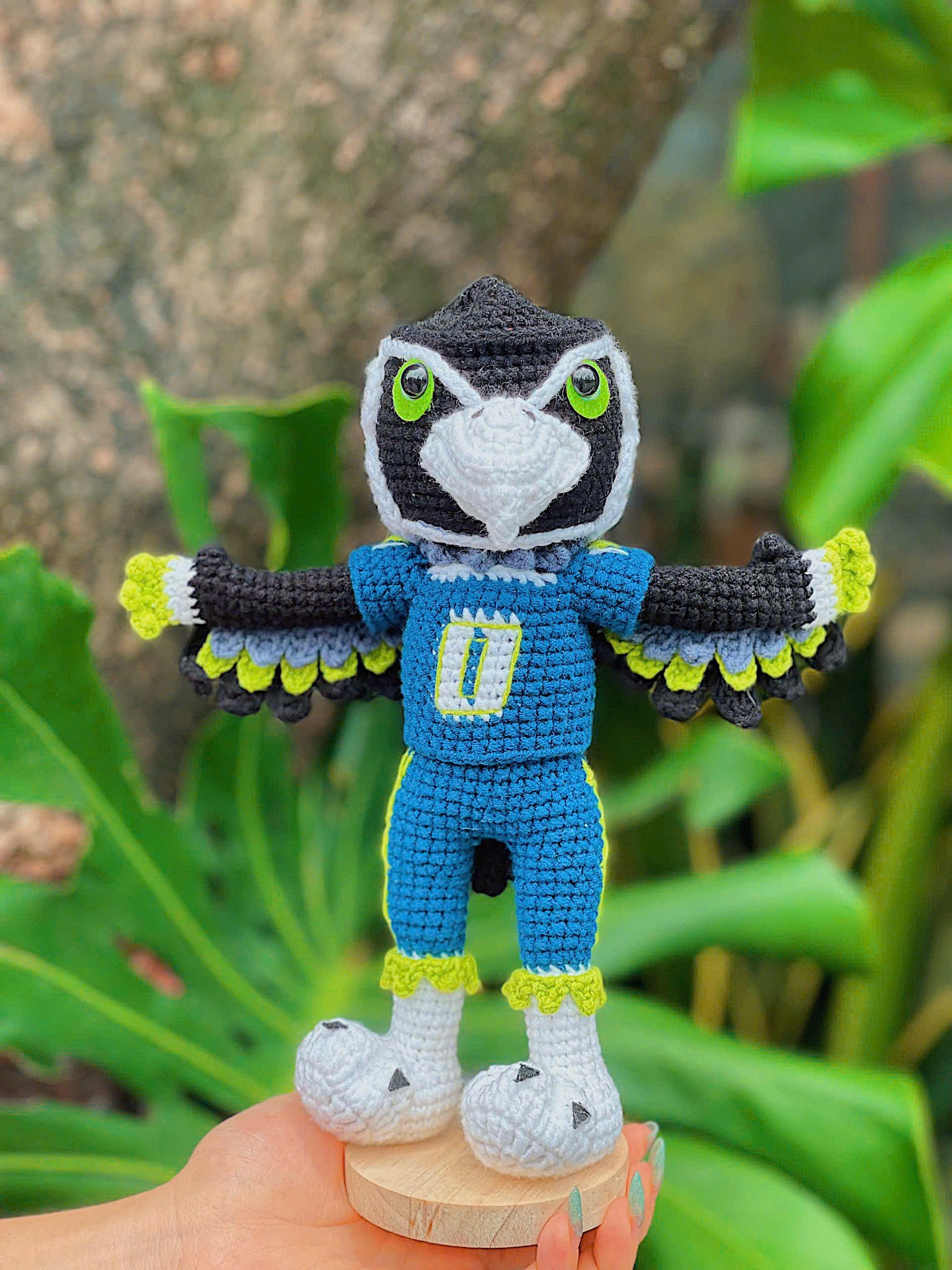 Handmade Beautiful Crochet Seahawk Mascot