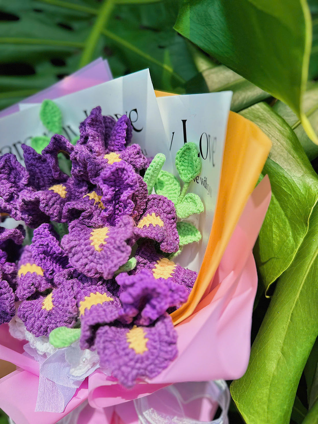 Handmade Crochet Purple Flower Bouquet